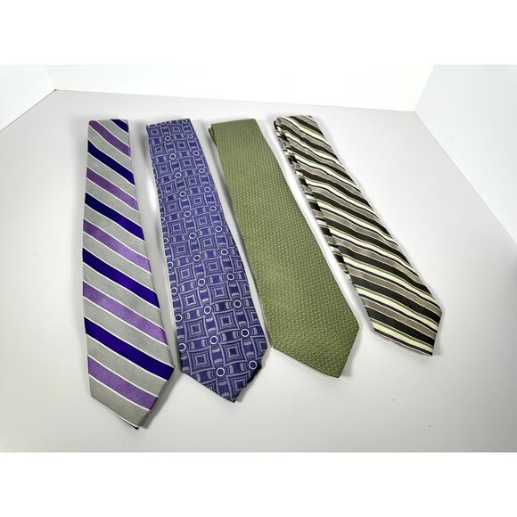 Men’s Tie Lot of 4 — Unique Business Purple & Green Styles Express, IZOD Mixed - Picture 1 of 7